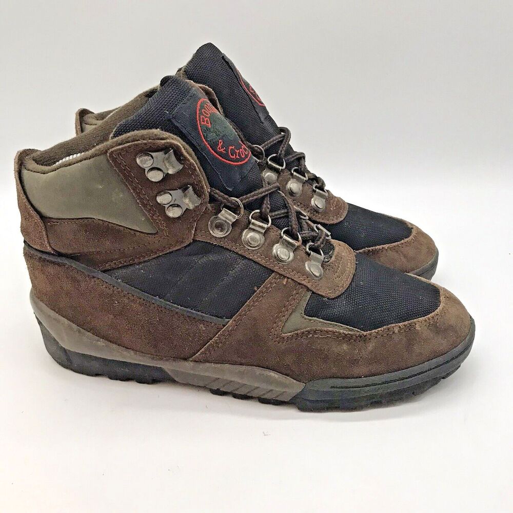 Boone and Crockett Hiking Boots Men's 7 Brown Black Lace Up Suede Leather Shoes